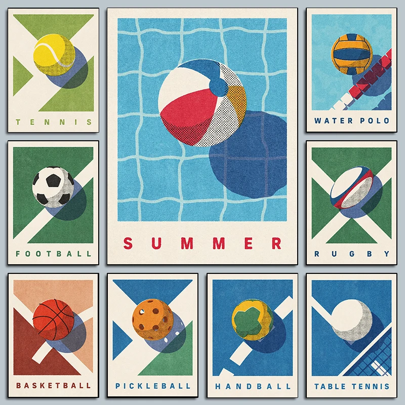 Basketball Arcade Game - Minimalist Canvas Posters Funny Sports Balls